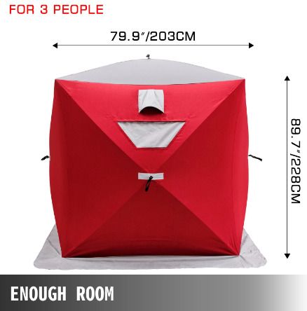 Ice Fishing Shelter Portable Pop-Up Waterproof and Windproof Tent Easily Set-Up for Outdoors Winter Fishing Camping Hiking
