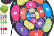 Toys Jumbo Kids Dart Board XL or XXL, Dart Board Set for Kids - Reversible Design, Sturdy Stand, 12 Sticky Balls &amp; 6 Darts, Indoor/Outdoor Games Ages 3-8