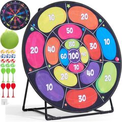 Toys Jumbo Kids Dart Board XL or XXL, Dart Board Set for Kids - Reversible Design, Sturdy Stand, 12 Sticky Balls & 6 Darts, Indoor/Outdoor Games Ages 3-8