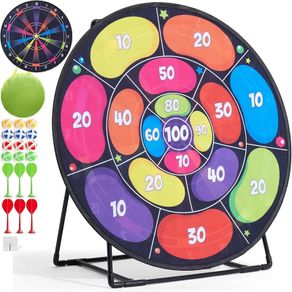 Toys Jumbo Kids Dart Board XL or XXL, Dart Board Set for Kids - Reversible Design, Sturdy Stand, 12 Sticky Balls & 6 Darts, Indoor/Outdoor Games Ages 3-8