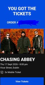Chasing abbey dublin 17th sept
