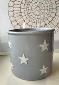 Ceramic Plant Pot with white Stars