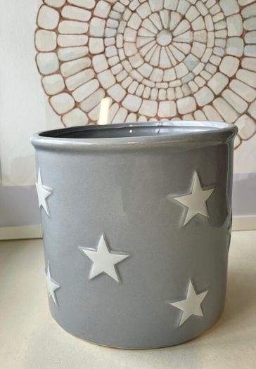 Ceramic Plant Pot with white Stars