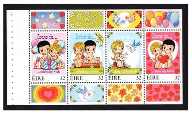 1998 Ireland IRP2.56 Greetings Commemorative Stamps Booklet Pane Mint Never Hinged (MNH). Hibernian HP98.