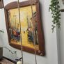 New Original Oil Painting Nautical Harbor Scene with Handmade Ship Rope Frame. Image 10