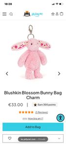 New JELLYCAT Blushkin Blossom Bunny Bag Charm