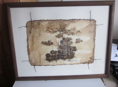 Coffee painting by Pornchai Lerttamasiri Thai Artist.