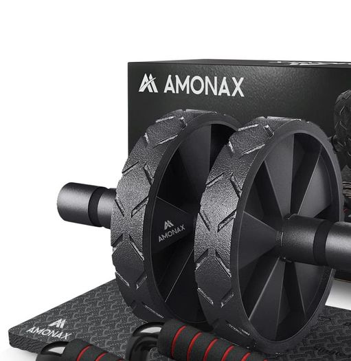 Convertible Ab Wheel Roller with Large Knee Mat for Core Abs Rollout Exercise, Double Wheel Set with Dual Fitness Strength Training Modes at Gym or Home
