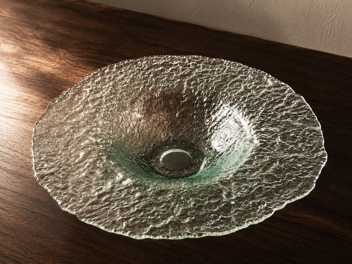 Vintage Textured Glass Centrepiece Bowl  38 cm