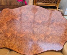 Burr walnut vintage dining table and 6 chairs