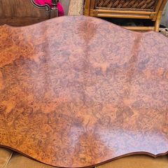 Burr walnut vintage dining table and 6 chairs