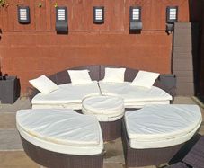 Patio day bed with cushions