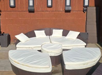 Patio day bed with cushions