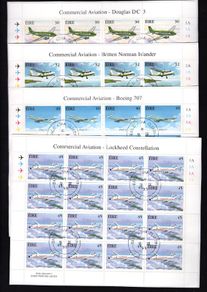 1999 Ireland Civil Aviation (Commercial Aviation)  Commemorative Stamp Sheetlet Plate 1A1A1A1A Fine CDS Used with Dublin cancel of 9th September 1999 (First day of issue)