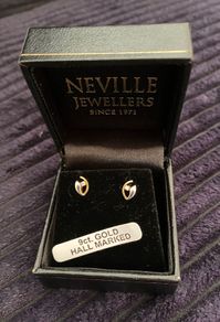 9ct white gold and yellow gold earrings with cubic zirconia