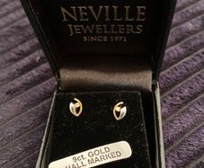 9ct white gold and yellow gold earrings with cubic zirconia