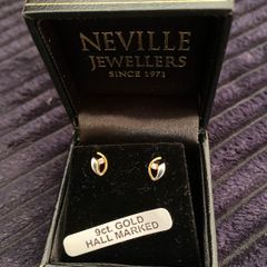 9ct white gold and yellow gold earrings with cubic zirconia