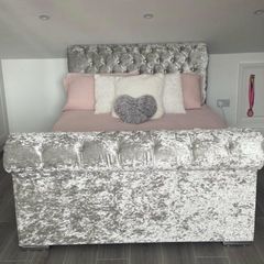 Velvet crushed Double Bed Frame