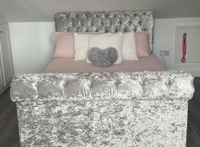 Velvet crushed Double Bed Frame