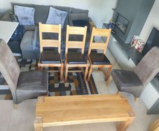 Oak Dining Chairs and Bench for Sale