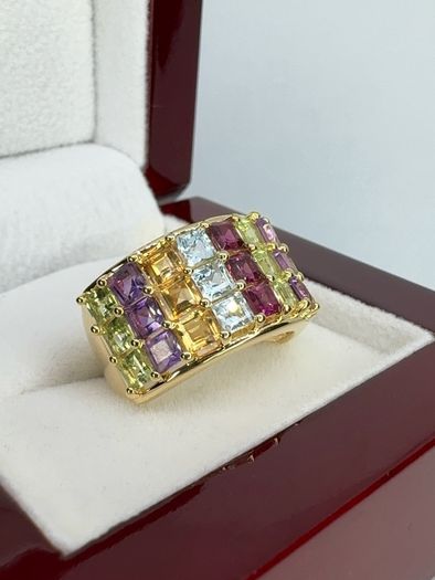 Silver Multi-Gemstone Statement Ring Harry Ivens
