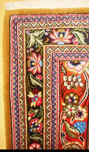 Exquisite Persian Qom Kork Wool Hand Knotted Runner Rug Carpet