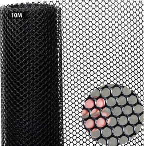 FREE EXPRESS SHIPPING Chicken Wire Mesh Roll 10m Plastic Mesh Fencing Poultry Breeding Netting Garden Balcony Fence Mesh for Home Decor and Gardening Temporary Fencing for Yard 40cm x 10cm Black