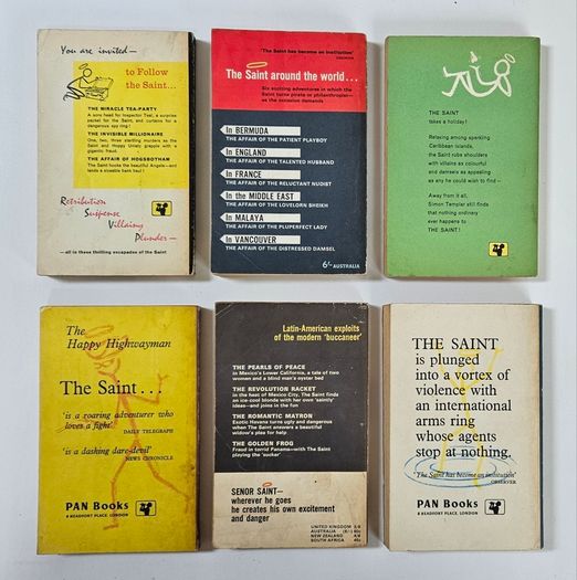The Saint Books x 6 - Leslie Chartris - Vintage Crime Thriller Pan Paperback Books