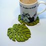Monstera Leaf Coaster Set & Napkin Holder Botanical Home Decor Image 3