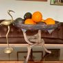 Unique Vintage Wooden African Tribal Art Decor Hand made bowl on Tripod folding Stand Image 10