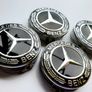 4 x Gloss Black 75mm  MERCEDES BENZ wheel CENTER CAPS (very strong fit, aluminum top) new style, for new models Image 5