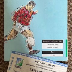Very Rare 1991 Ireland v Japan - Rugby World Cup Pool 2 Programme & Match Ticket