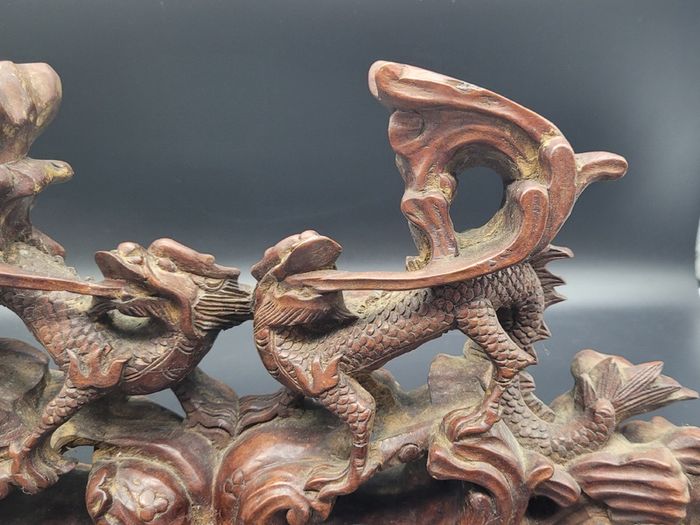 Chinese Qing Carved Dragon Incense Stand 19th Century