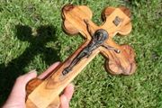 Vintage Crucifix Olive Wood Cross Wall Hanging