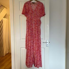 QED London boho hippie pink orange and yellow paisley floral maxi dress