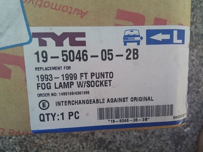 Fiat Punto Front L/H Fog Lamp.