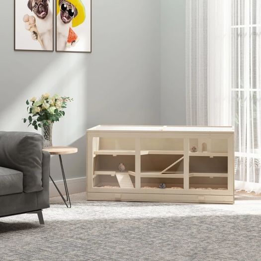 Wooden Large Hamster Cage, Syrian hamster Mouse Rats Mice Rodent Small Animals Hutch Exercise Play House Pen 115L x 57W x 55H(cm)