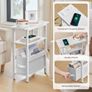 Side Table with Charging Station, 3 Tier Small End Table for Small Spaces, Slim Side Shelf with Storage, for Living Room Image 5
