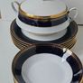 NEW The Royal "Romanov" Collection by Christineholm Cobalt Blue  and Gold Dinner Set Image 3