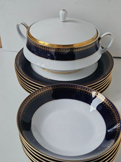 NEW The Royal "Romanov" Collection by Christineholm Cobalt Blue  and Gold Dinner Set