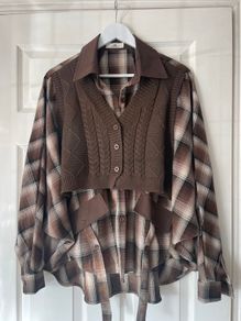 Mochy Oversized Layered Shirt Blouse  New Without Tags L/XL
