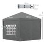 3 x 3 Meters Pop Up Water Resistant Gazebo Wedding Camping Party Tent Canopy Marquee with Carry Bag and 2 Windows, Grey Image 2