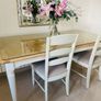 Dining table and six chairs - cream and wood finish Image 2