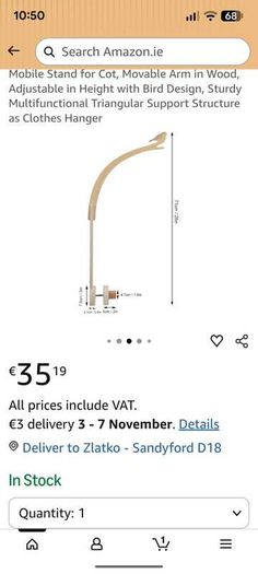 Wooden cot mobile holder