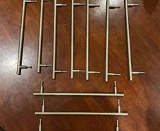 Brushed steel kitchen door handles