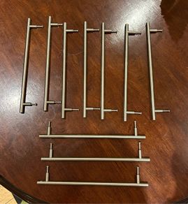 Brushed steel kitchen door handles