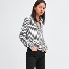 Zara black and white striped crossover blouse top size XL UK14 EU42 Perfect condition Postage included