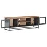 TV Cabinet Grey 120x30x40 cm Solid Acacia Wood and Steel Image 3