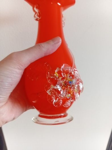 Vintage chinese plum blossom glass, set of 4, job lot, murano -style art galss