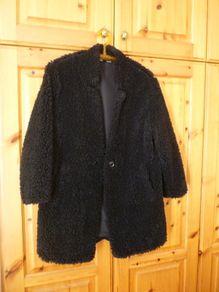 Zara Faux Fur Jet Black Jacket Coat. Immaculate. Size 14 Medium to a Large.